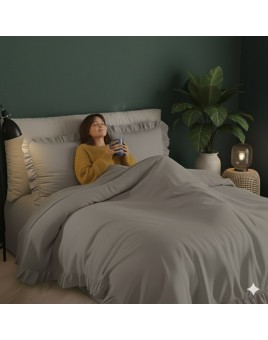 ETEHOMETEX %100 Doğal Pamuk Tek Kişilik Fırfırlı Nevresim Seti 160x220 cm TAŞ 8696474232067